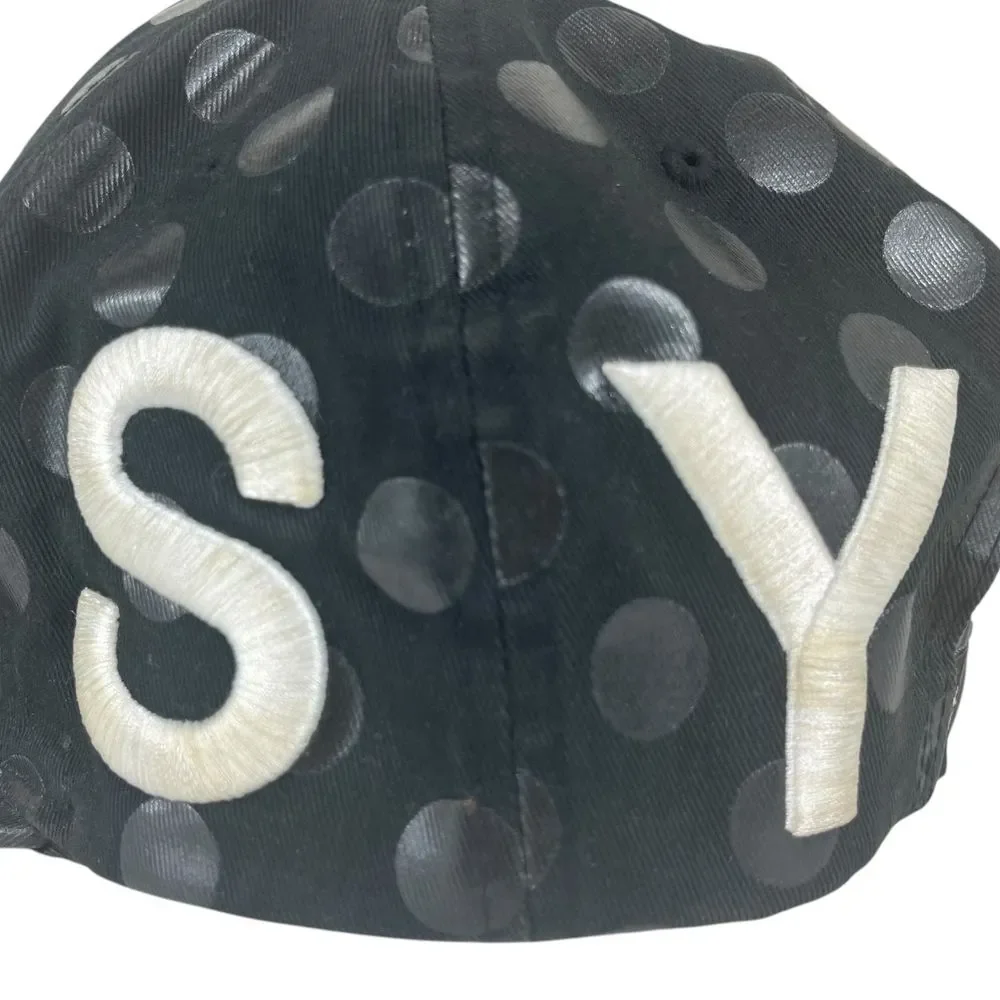 Stussy Unisex Black‎ Polkadot Embroidered Spellout Snapback Flat Bill Hat